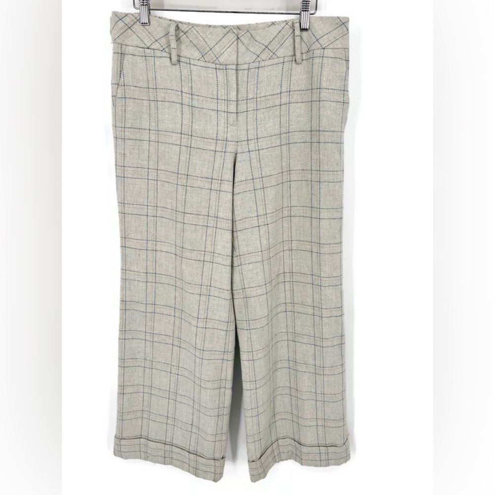 LOFT Wool Blend Plaid Wide Leg Pants Ann Sz 12